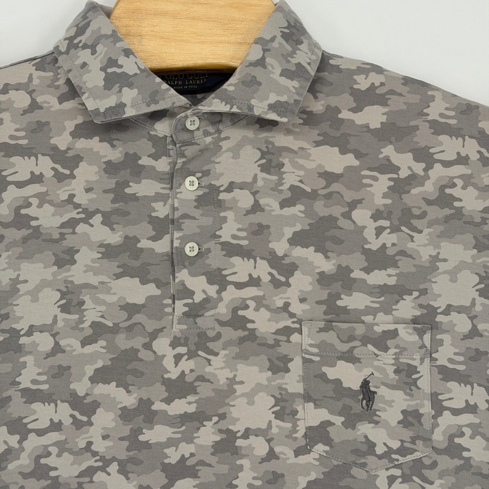 Polo Golf Ralph Lauren Polo Mens XL Grey Camo Pima Cotton Short Sleeve Pocket